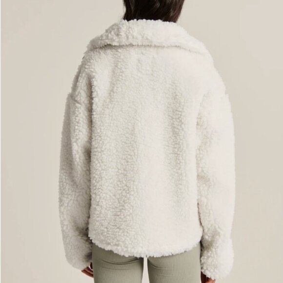 🤍🌿 Abercrombie& Fitch Full-Zip Utility White Sherpa Jacket Size M 🤍🌿 - Picture 16 of 16